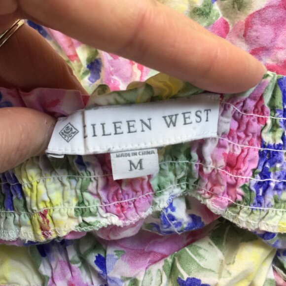 Eileen West Long Cami Nightgown Size M Womans Pink Floral Cotton Vtg Cottagecore - Picture 2 of 13